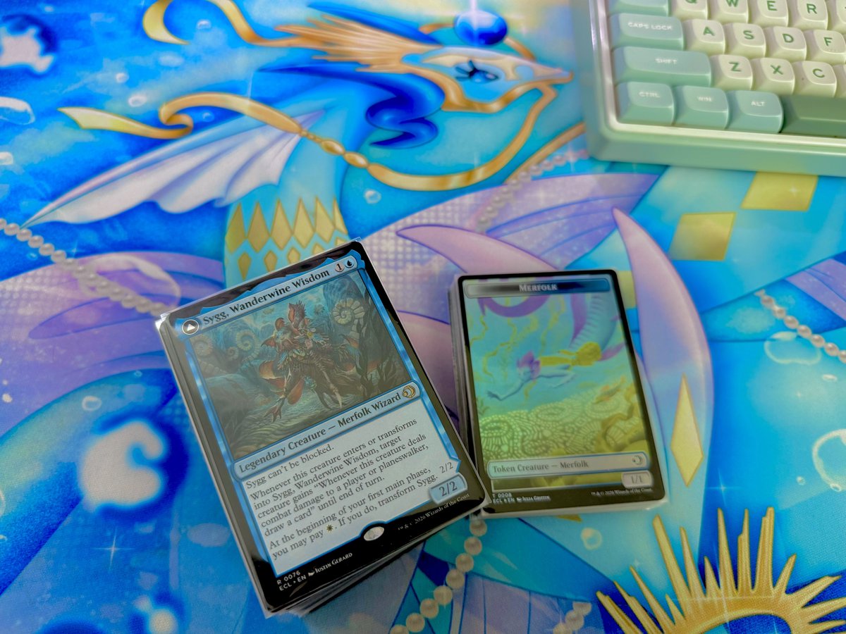 I'm still a few cards short, but time to sleeve this up. I'm shore new merfolk  cards have come out since then