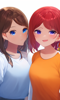 Disty00's tweet photo. This model has no text encoder.

Prompt: "This illustration consists of two girls on the image. The woman on the right side has red hair, purple eyes and orange shirt. The woman on the left side has brown hair, blue eyes and white shirt. sfw rating, 2girls, white background" https://t.co/DgPVkVJY89