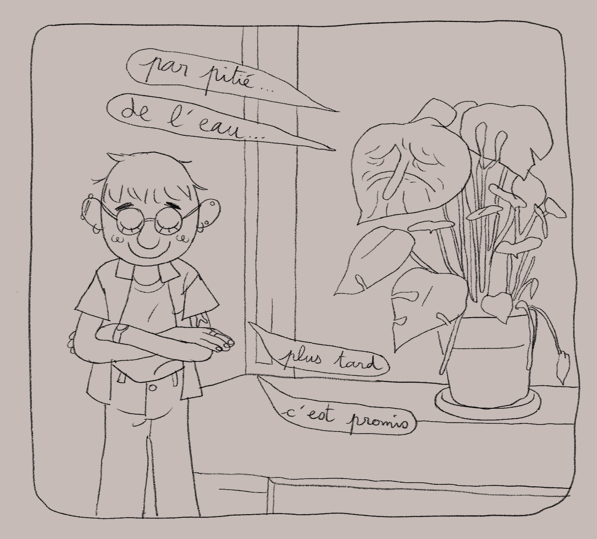 sbbls's tweet photo. j'ai fait ce strip au lieu d'arroser mes plantes (véridique) (1/2) https://t.co/KfN8myQZiu