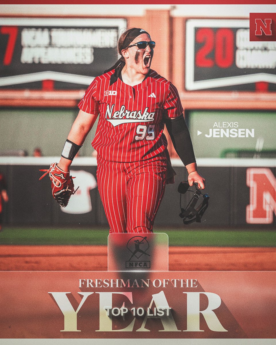HuskerSoftball's tweet photo. Turning heads.

@99jensenalexis has been named to the @NFCAorg Freshman of the Year Top 10 List. 📋📈 https://t.co/jbnRl4zwnx