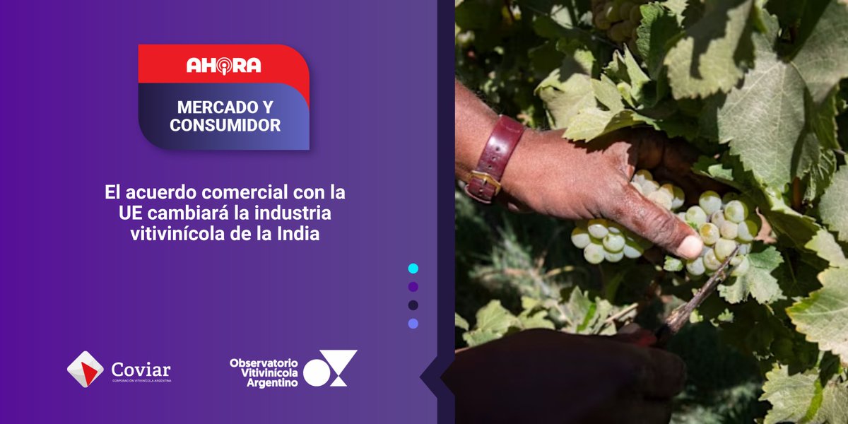 ObservatorioVA's tweet photo. 🔴 AHORA⎥ MERCADO Y CONSUMIDOR 
El acuerdo comercial con la UE cambiará la industria vitivinícola de la India
https://t.co/FHvVqrJ76D
Conocé todas nuestras alertas en 📷 https://t.co/6ux66RRPp5 #AhoraOVA #MercadoyConsumidor https://t.co/Y0Ir6olbIi