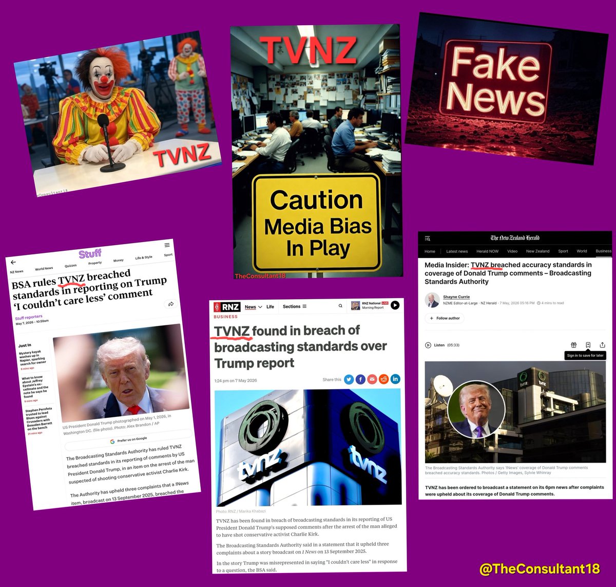 🟪 🇳🇿 Exposed -  TVNZ Caught Red Handed Delivering Fake News.

In a damning ruling <a href="/1NewsNZ/">1News</a> as been caught deliberately peddling fake news about President Trump.
TVNZ has a long history of mocking President Trump &amp; delivering misleading carbage masquerading as news on a variety