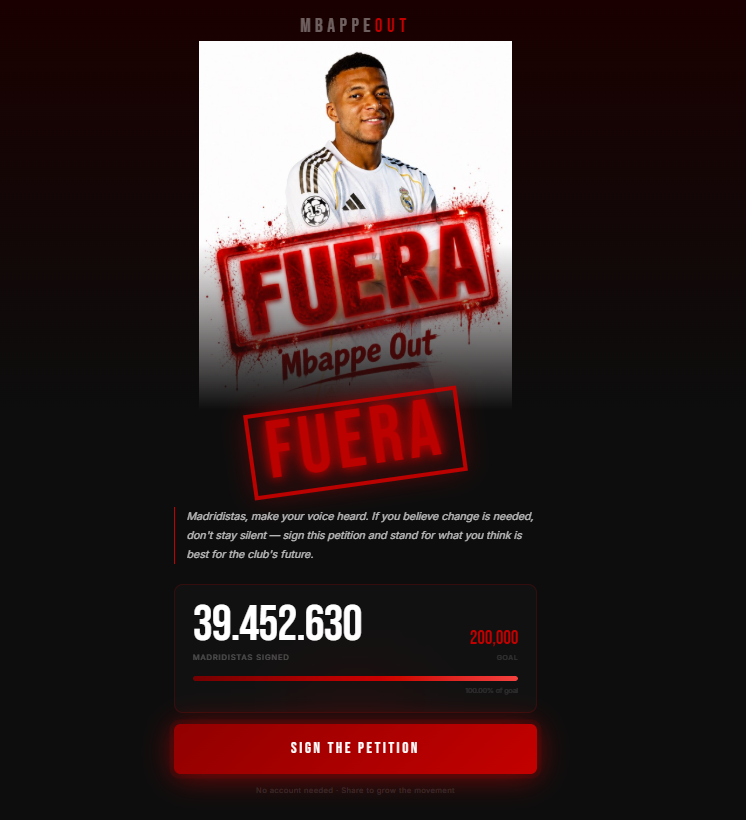 ozetsporcom's tweet photo. KAOS. 

Real madridte Mbappe nin gönderilmesi için başlatılan imza kampanyasında sayı 40 milyona yaklaştı. https://t.co/5U3wLn1pUR