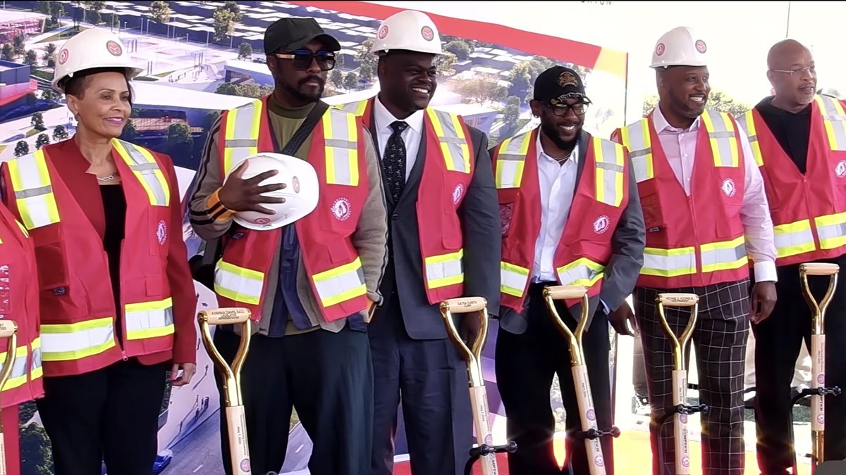 Kendrick Lamar attended Centennial High School’s Groundbreaking Ceremony.

He attended the ceremony alongside fellow alumni Dr. Dre and will.i.am.