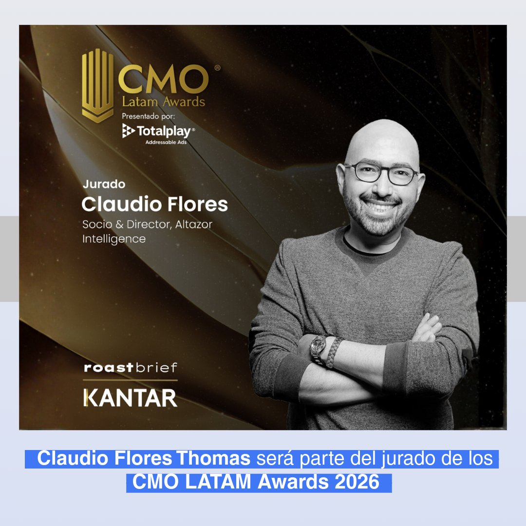 Altazor_Intell's tweet photo. En Altazor nos entusiasma compartir que @ClaudioFloresT formará parte del jurado de la primera edición de los CMO LATAM Awards 2026.
Los CMO LATAM Awards son la plataforma de reconocimiento creada para destacar a los líderes de marketing en América Latina. #CMOLatamAwards26 https://t.co/M7yZnJ7Ssp