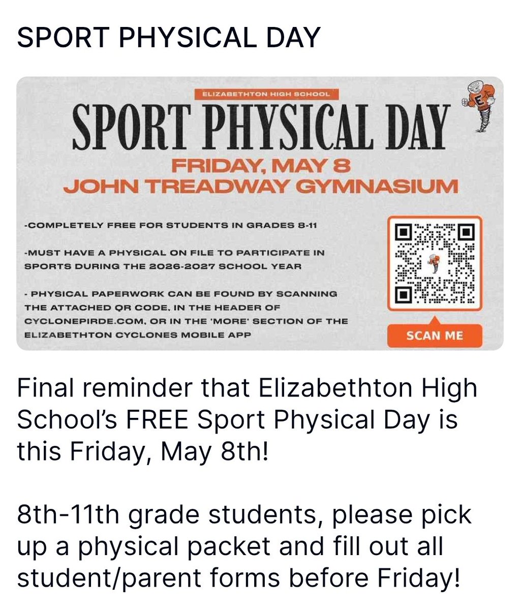 Cyclonefootbal1's tweet photo. Take advantage of this great service provided free of charge by the school. 
Filll out paperwork tonight https://t.co/7wzUSuiJev