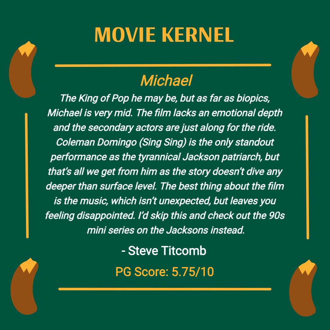 PGPopCulture's tweet photo. Michael stays on the surface, and even the King of Pop's music can't save this mediocre biopic, says @Steves_brainbox 

#MichaelJackson #michaelmovie #colemandomingo #filmtwitter #moviereview #michael https://t.co/ITh4utwgu8