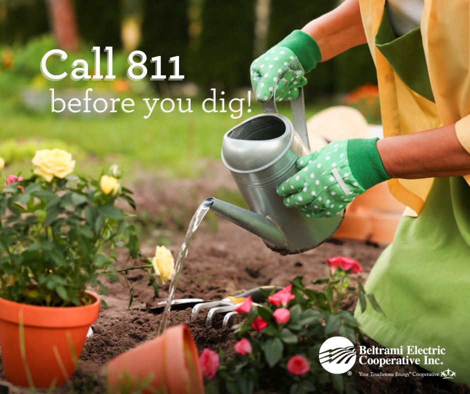 BeltramiECoop's tweet photo. All those April showers are great for growing your garden of May flowers! If you’re planting flowers, trees, or shrubs this season, give @GopherOneCall a call before you dig. One call could keep you (and our electric lines) safe! 🌷 https://t.co/lPHCDQRWhS