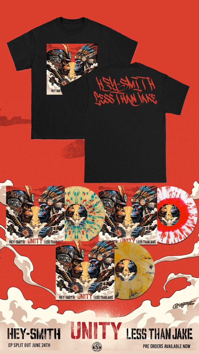 LessThanJake's tweet photo. BRAND NEW MUSIC.
HEY-SMITH × LESS THAN JAKE
Split EP “UNITY”
Out June 24, 2026
CD/VINYL/T-SHIRT pre-orders now open. https://t.co/fNVIuhRNGx https://t.co/4kpfQgnnEx