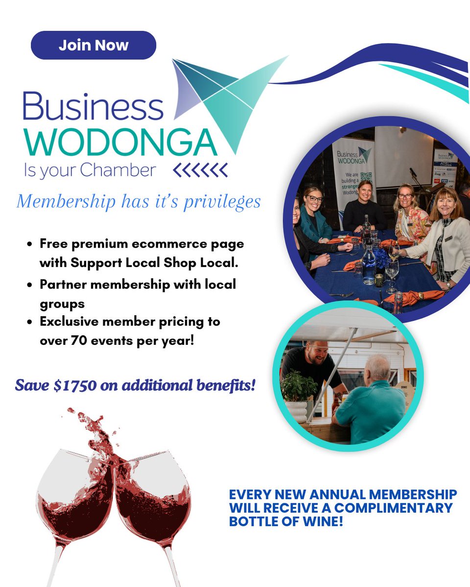 Business Wodonga is your Chamber and in these uncertain times, now is the time to join!  Join,via annual membership and our President Tracey Basham of Enhance at Willowbank will gift you a bottle of wine. Red or white of your choosing. $273.73 pa +GST. businesswodonga.com.au/signup/