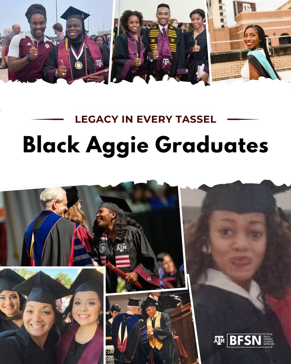 Tamu_BFSN's tweet photo. Black Aggie graduates celebrate a legacy of excellence, leadership, and community. 🎓
BFSN helps provide scholarships and support to ensure current students can achieve their dreams.

Support the next generation of Black Aggies. 
🔗 https://t.co/uQoqoGcDpR https://t.co/GyXIE5oGDO