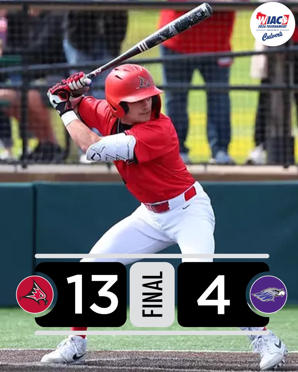 wiacsports's tweet photo. #WIACBASE | @UWRFFalcons takes game one and
@UWLAthletics takes game two of the 2026 WIAC Baseball Tournament (pres. by Culver's)
#ExcellenceInAction
#d3baseball https://t.co/C2ag4Umiqb