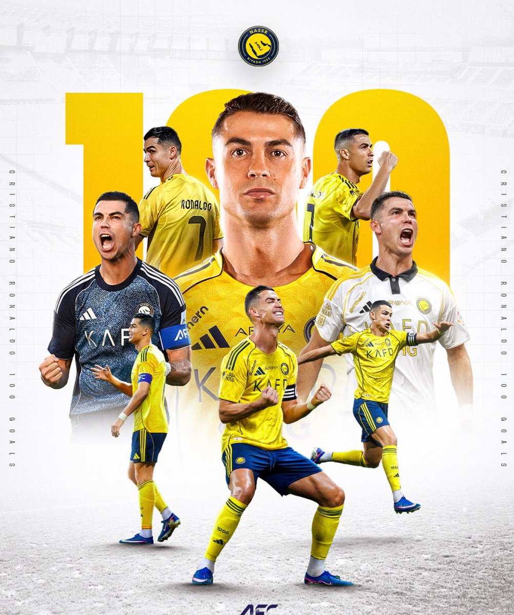 𝟏𝟎𝟎 هدف 
لكريستيانو رونالدو في الدوري السعودي 🇸🇦

دائماً وأبداً يكتب التاريخ …. 💛💙