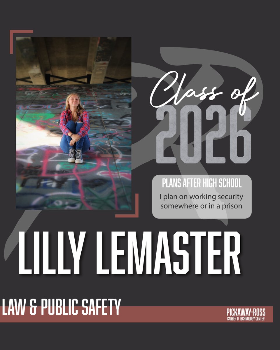 PickawayRossCTC's tweet photo. ๐ Senior Spotlight
Every senior has a story and every next step matters.
Weโre proud to continue sharing the futures our Class of 2026 students are building after graduation.
One class helping shape the #Next50.
#PRCTCWorks #CareerTechOhio https://t.co/p6OB54PrcK