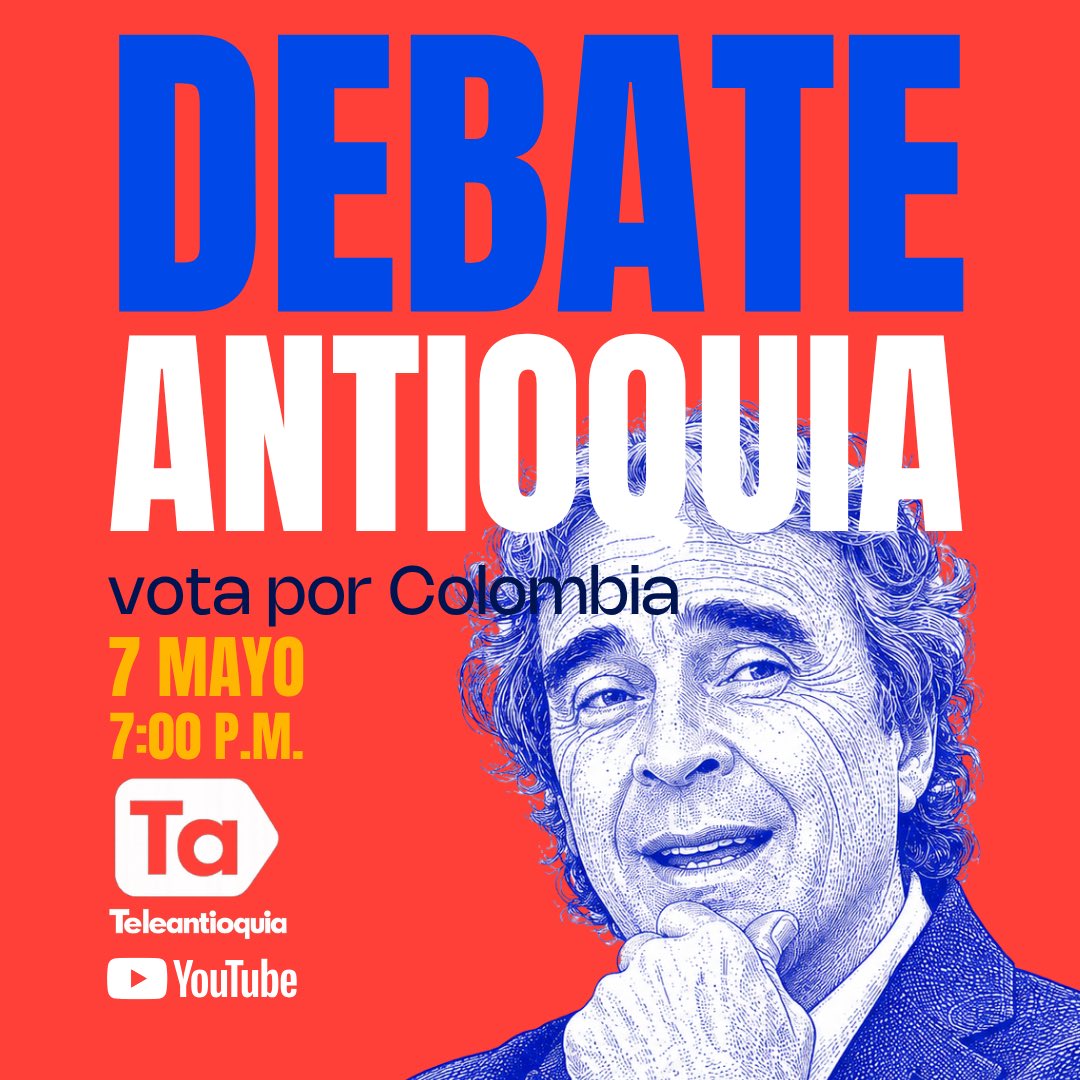 Hoy desde Medellín ¡mi tierra! le ponemos la cara al país en el debate #AntioquiaVotaPorColombia de El Colombiano y Teleantioquia. 

Conéctense a las 7:00 p.m. 👉 youtube.com/@teleantioquia…

#FajardoPresidente #FajardoEnAntioquia

@teleantioquia <a href="/elcolombiano/">El Colombiano</a>