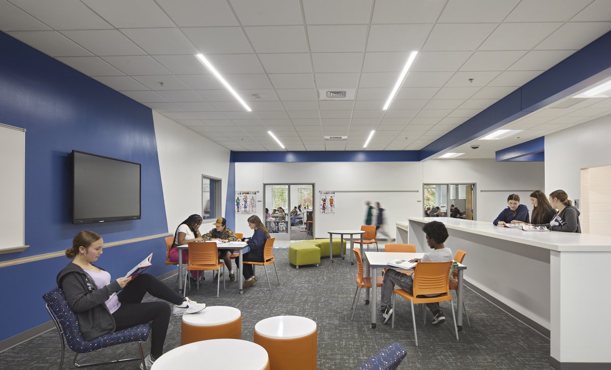 clarknexsen's tweet photo. Fuquay-Varina is one of NC's fastest-growing towns, and its newest middle school was built to match. A 26-foot tiger wall, central library, and grade-level wings keep the community at the core. Proud to see it recognized by Learning By Design 2026.
https://t.co/Sruo7LbXEl https://t.co/aEF1djNhBa