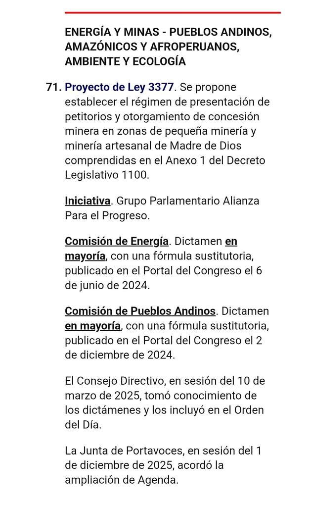 cipenza's tweet photo. URGENTE: @congresoperu pretende aprobar Ley para otorgar concesiones mineras en Madre de Dios -donde esta suspendido- a mineros con #REINFO y tengas instrumento ambiental solo presentado . Iniciativa  presentada por Salhuana de @Peru_APP_ https://t.co/2NNj3ZyoVS