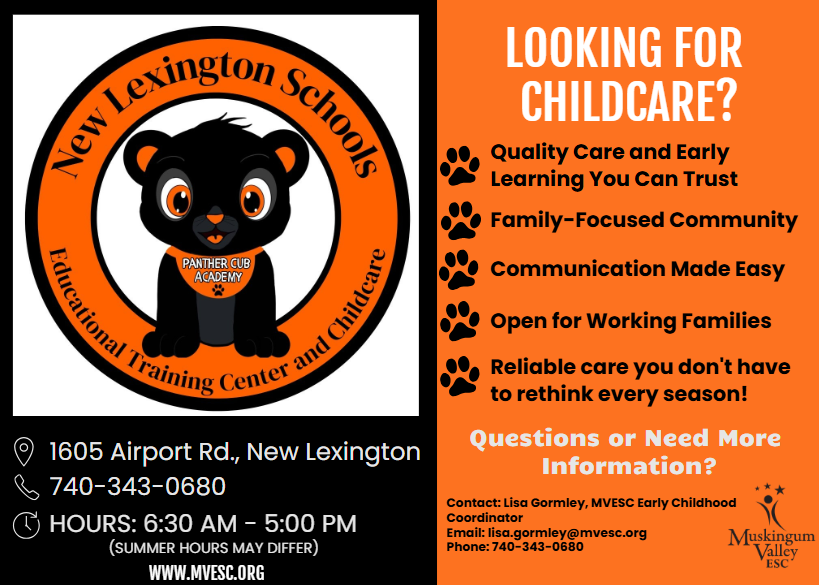 mvesc's tweet photo. Looking for childcare? Explore MVESC Childcare Programs in the New Lexington School District where kids learn, grow, and have fun every single day! To learn more contact Lisa Gormley at our Perry County office (740-343-0680) or email lisa.gormley@mvesc.org. https://t.co/MvAWioOxJw
