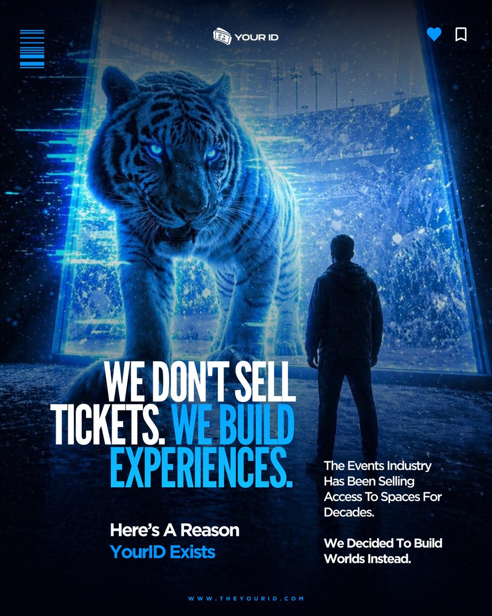 YourIDGlobal's tweet photo. A ticket gives access. 🎟️
An experience creates a memory. ✨
That’s the difference at Your ID.

We’re not building events.
We’re building moments people carry with them long after they leave. ⚡️

#YourID #Phygital #FutureOfEvent https://t.co/7h1wOqduYv