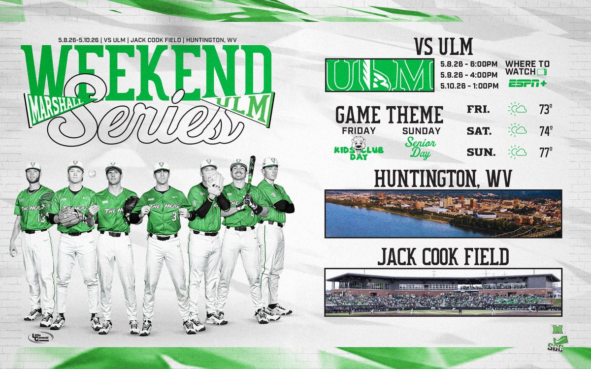 HerdBaseball's tweet photo. Senior Day Weekend set for Herd Baseball against ULM!

📎: https://t.co/4fP8aeETnN https://t.co/07oCaWJFxb