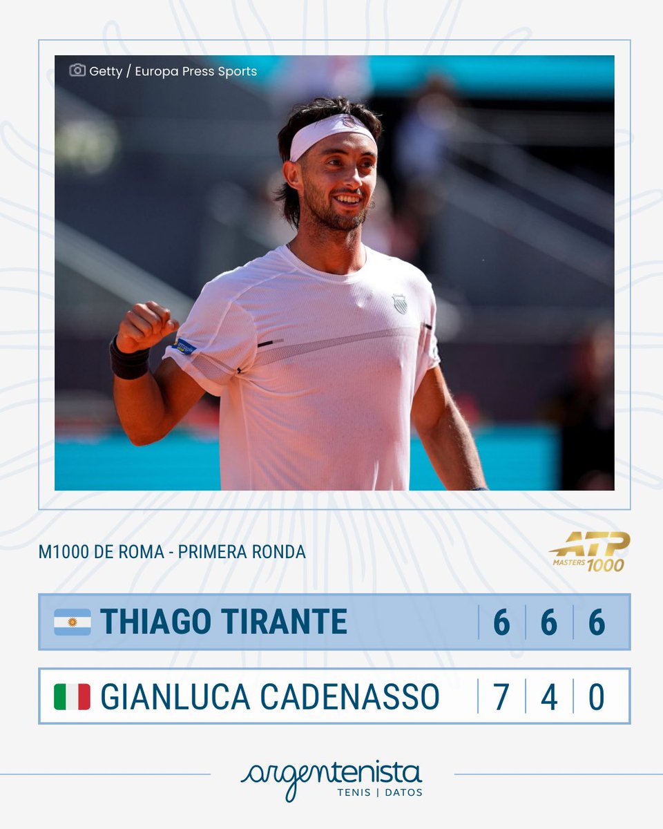 Thiago a segunda 🇦🇷🔥

Thiago Tirante🇦🇷 remontó un partido muy complicado: set abajo y 1-4, se llevó el segundo 6-4 y terminó imponiéndose en el tercero para quedarse con el triunfo en el M1000 de Roma

🔜 Cameron Norrie🇬🇧. Se repite el partidazo que jugaron en Madrid🔥