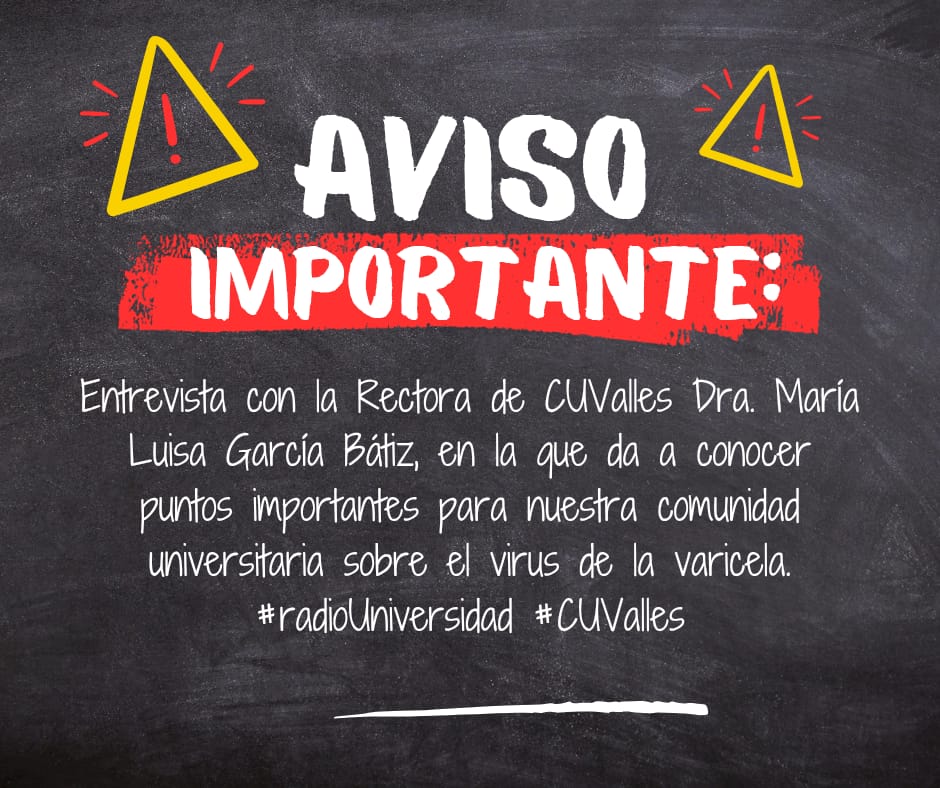 UdGAmecaRadio's tweet photo. Entrevista con la Rectora del @cuvallesudg Dra. María Luisa García Bátiz, en la que da a conocer puntos importantes para nuestra comunidad universitaria sobre el virus de la #varicela . 12:00 del día en #CharlaAbierta con Centli Garcia en el 105.5 de fm https://t.co/0ICGjkpIb0 https://t.co/BqOdrDZT1r