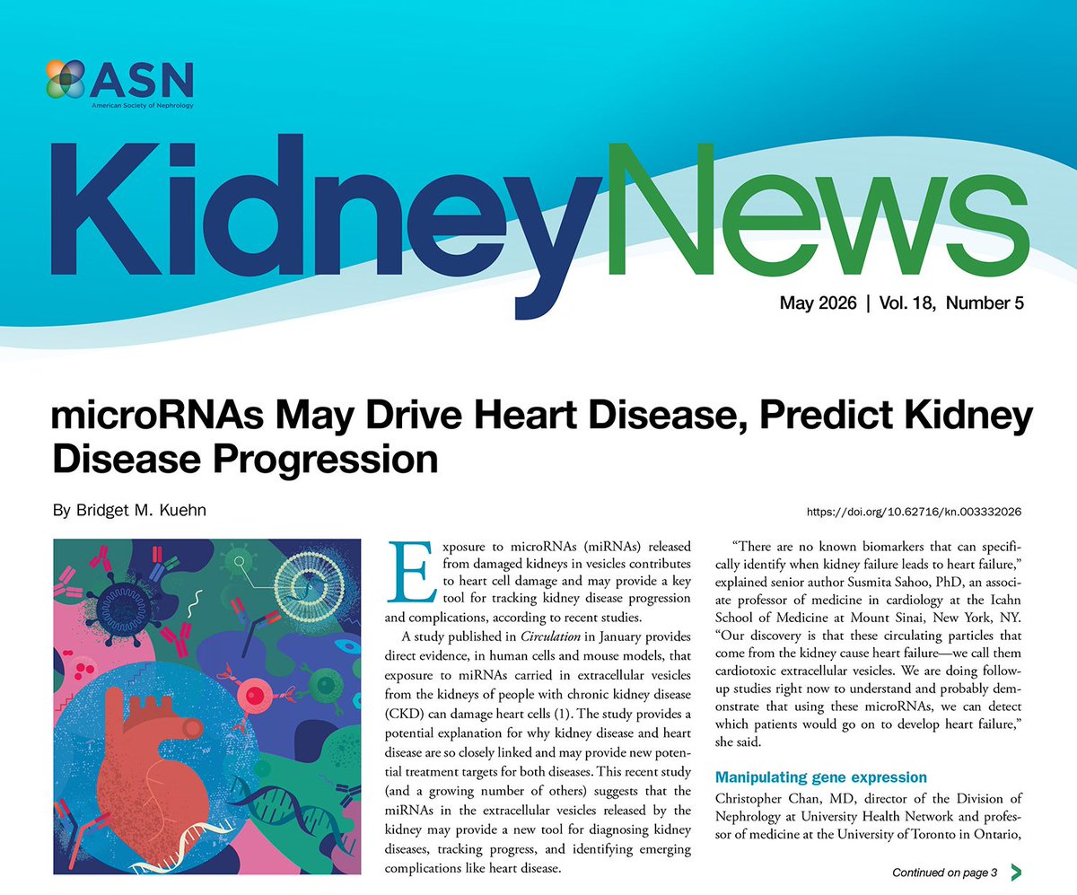 asnpublications's tweet photo. The May issue of Kidney News is now online! Topics this month include: 

⦁A joint ASN President and EVP Update
⦁A special section on Critical Care and Nephrology

Explore the issue: https://t.co/t9wX2DqNAZ #ASNKidneyNews https://t.co/5eKZBjMSYB
