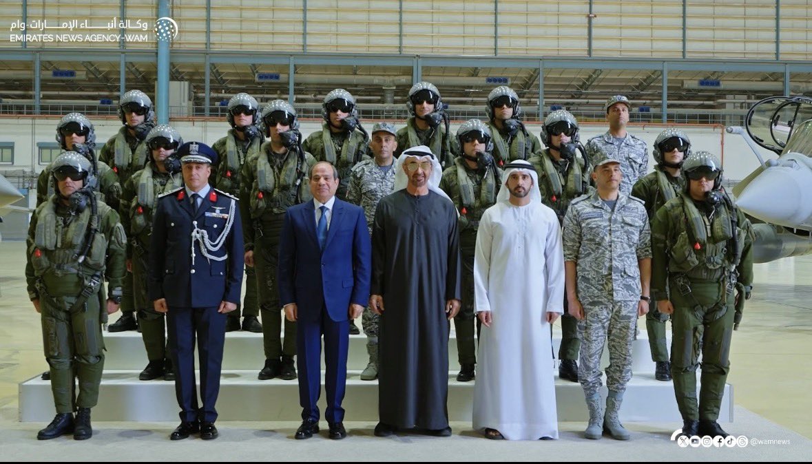 FormulaRauda's tweet photo. Sisi visiting the UAE and inspecting Egyptian fighter jets alongside MBZ says more than enough. 🇦🇪🇪🇬

The Islamic regime and its terrorist proxies spent weeks trying to push the image of a “shaken” UAE through attacks, threats, and escalation. Meanwhile, presidents, military leaders, and strategic allies continue arriving in the UAE openly and publicly. No, not through emergency Zoom calls from bunkers, but physically present in the country with full confidence and zero hesitation.

That level of visible trust, coordination, and military presence only happens when a country is stable, secure, and fully prepared.

 #الامارات_مصر_مصير_مشترك