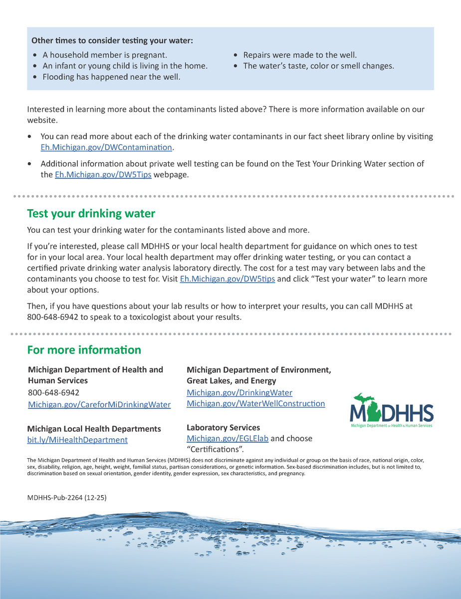 KCHD's tweet photo. Most contaminants in water have no taste, color or smell. The only way you might know if you have a problem is to test your drinking water.

Peep the recommended schedule below! 🥤 https://t.co/e8sybZQeRr