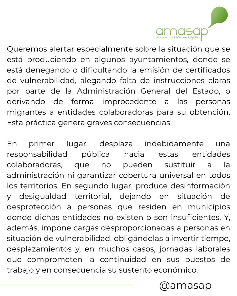 amasap's tweet photo. Hoy os queremos hacer llegar este comunicado, donde manifestamos nuestra profunda preocupación por la situación que están viviendo numerosas personas migrantes en la Comunidad de Madrid para acceder a la documentación para el proceso de regulación extraordinaria en España 📄 https://t.co/2hrMOHuAwG