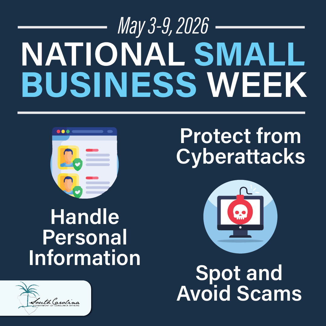 SCDCA's tweet photo. National Small Business Week is underway! The @FTC offers resources at https://t.co/2tkhg37gsk. You can also find SCDCA's updated "Identity Theft and the Law" guide at https://t.co/TD3eOwMzb0.

#scdca #businesseducation #nationalsmallbusinessweek #business #ftc https://t.co/j7XaD2LKAh