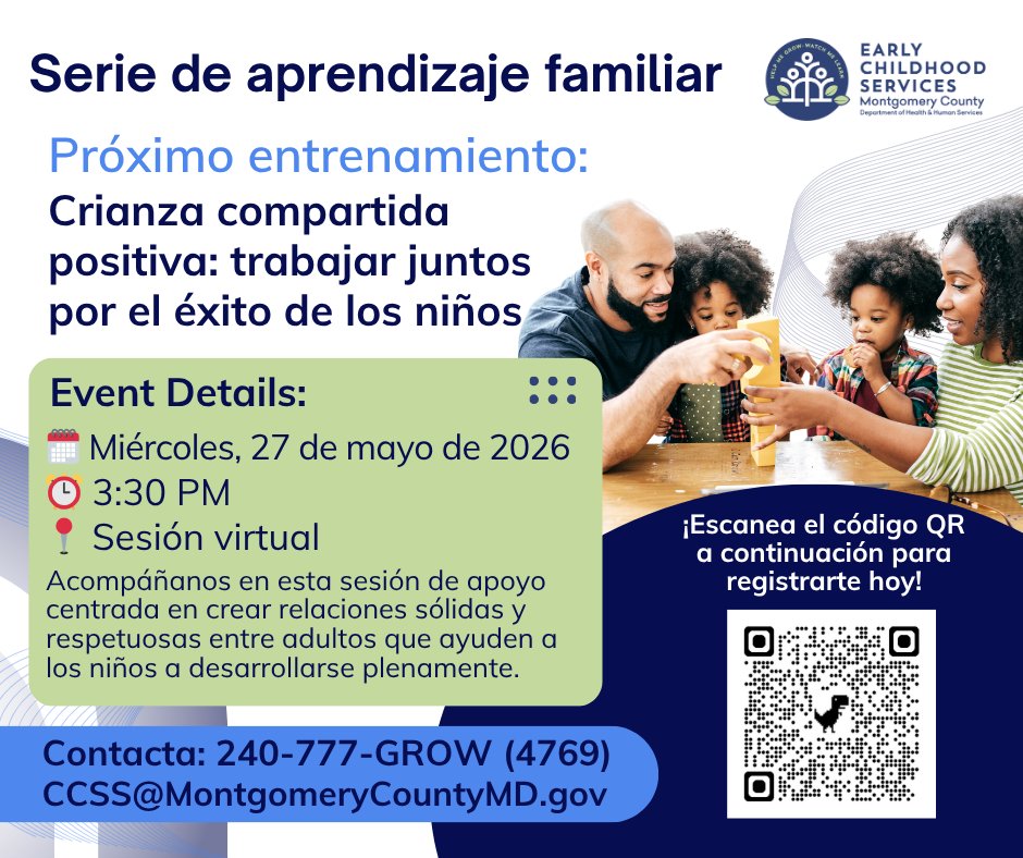 DHHSCCSS's tweet photo. 🤝✨ Family Learning Series: Positive Co-Parenting – Working Together for Children’s Success

🗓️ Date: Wednesday, May 27
⏰ Time: 3:30 PM – 4:30 PM
🔗 Register here:
https://t.co/mZpoEH3ytr

#FamilyLearningSeries #CoParenting #DHHSCCSS #FamilySupport #MontgomeryCountyMD https://t.co/gEmQL3YeDq
