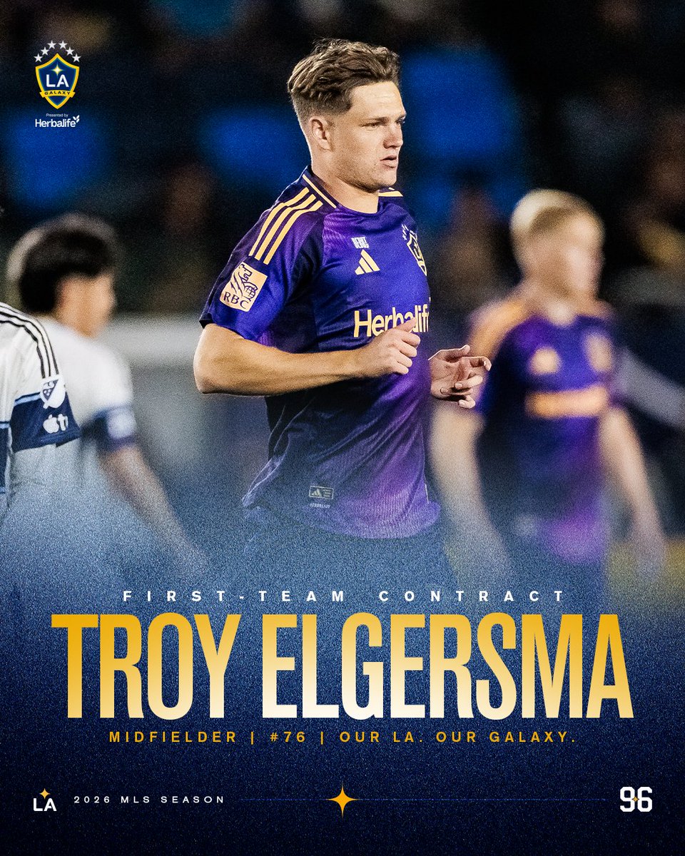 LAGalaxy's tweet photo. We have signed midfielder Troy Elgersma to a first‑team contract from MLS NEXT Pro affiliate Ventura County FC (VCFC) through the end of the 2026 MLS season.

📰: https://t.co/bmtrKDLTpx https://t.co/xg3dRjufGc