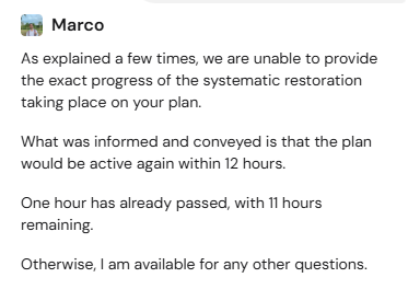 Graticle's tweet photo. @Hostinger Update Ticket 102843: @Hostinger set 11-hr ETR to restore 69 sites they manually deleted. Support admits they are "unable to provide" progress % or milestones. This 12-hr window is the "final" resolution for their "critical" error. #HostingFail #Downtime #Hosting https://t.co/hAbAtS29n4