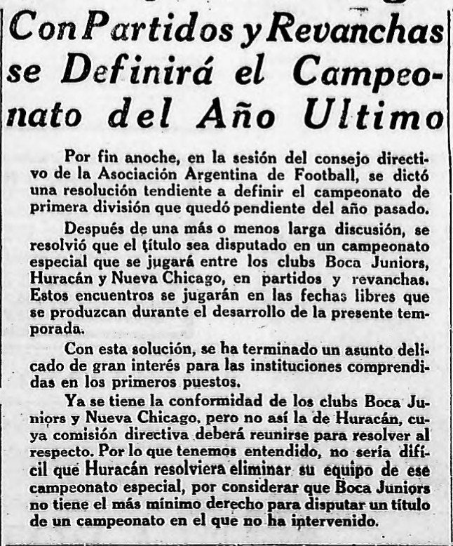 PCiullini's tweet photo. #hace100años La Asociación Argentina definió un triangular entre Boca Juniors, Huracán y Nueva Chicago para definir al campeón de la temporada 1925.
El globo se opuso a su disputa ya que los xeneizes sólo habían disputado 7 matches de aquel torneo con motivo de su gira europea. https://t.co/NR27Q5Zu2V