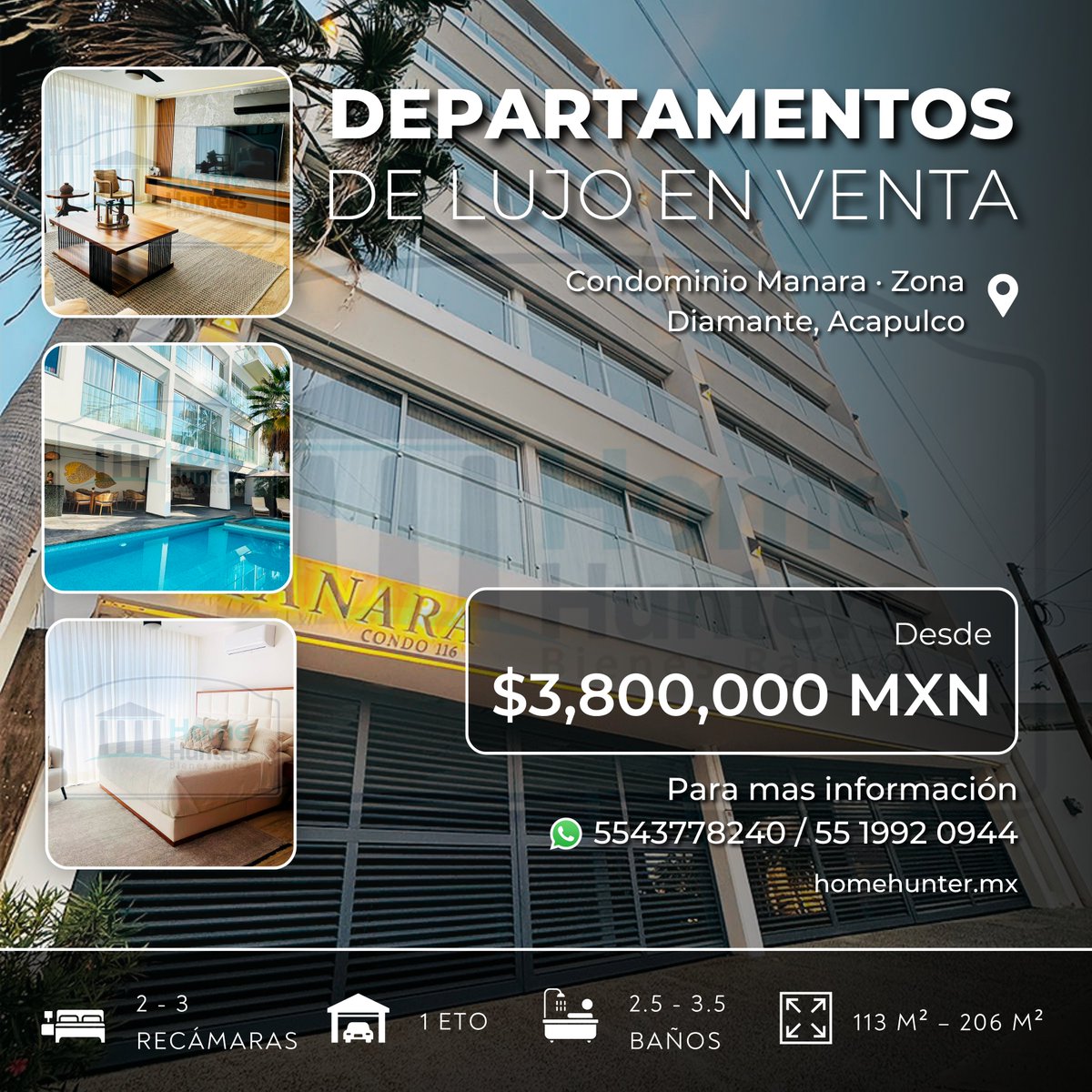 HOMEHUNTERSBR's tweet photo. Invierte en Zona Diamante, Acapulco

Aceptamos créditos bancarios y pago de contado
Contáctanos:
55 4377 8240 / 55 1992 0944
aleflores@homehunters.mx https://t.co/3ZonfmZWZ2