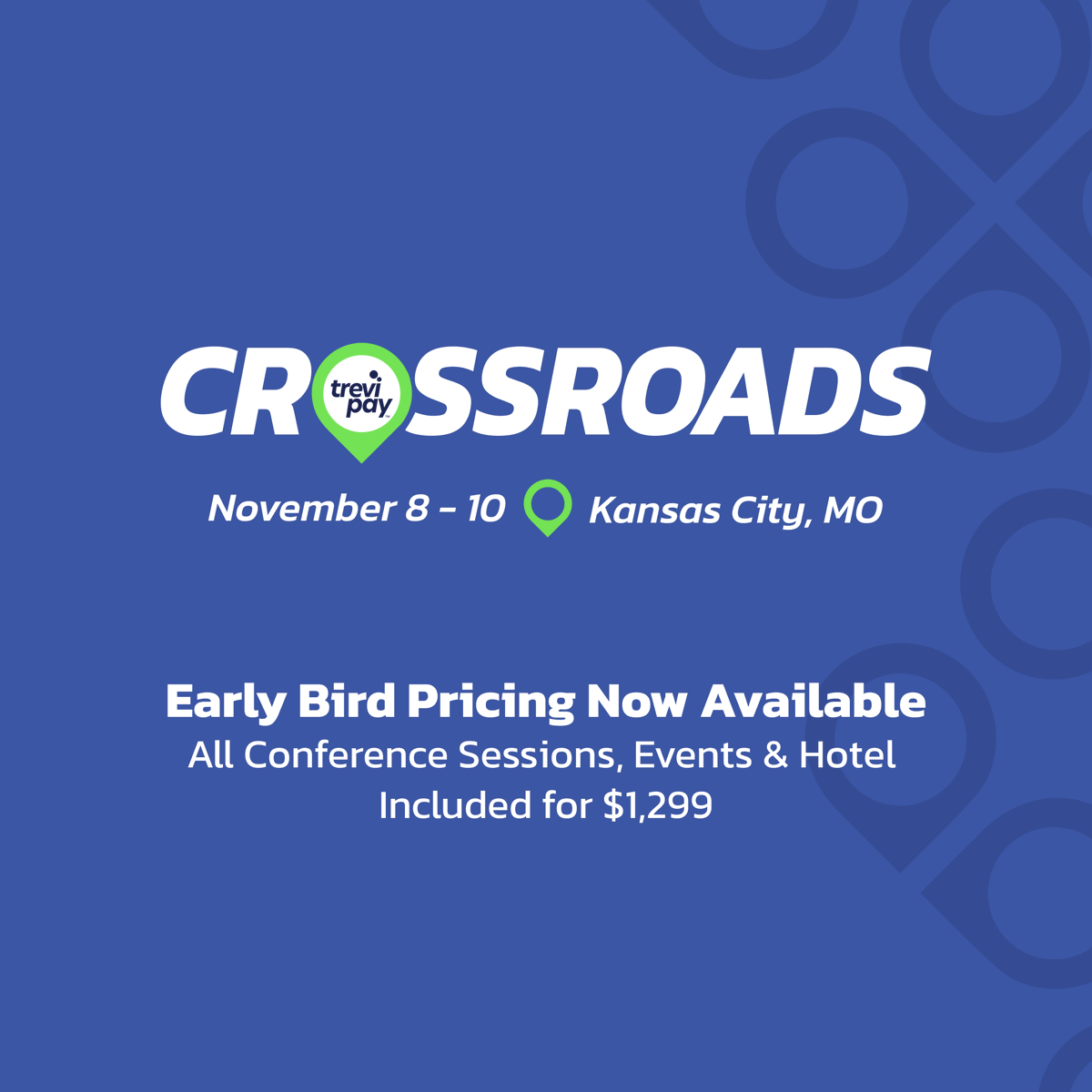 TreviPayXroads's tweet photo. The easiest conference decision you’ll make this year.
TreviPay Crossroads early bird is $1,299 for full access plus hotel.
Join us in Kansas City.

https://t.co/apjdq8uM2d

#MeetMeAtCrossroads https://t.co/OBmywi6khA
