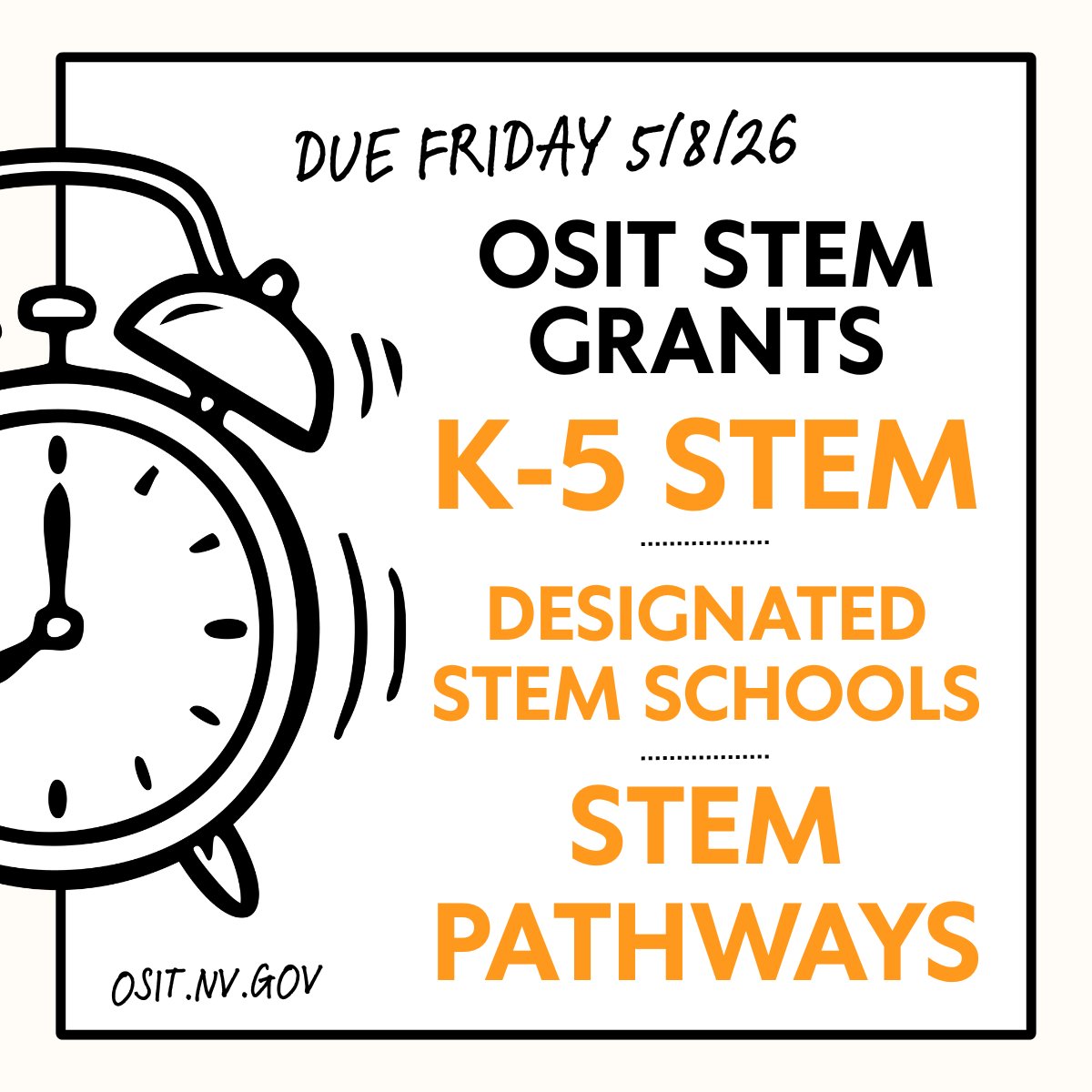 NV_OSIT's tweet photo. Don't miss out on $800,000 in STEM funding! Applications due to OSIT *tomorrow*. Visit https://t.co/Ri1SlZA4LQ for more information. https://t.co/guhmEsX8n8