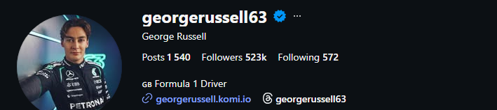 George Russell Yesterday George Russell was at 8 million followers yesterday