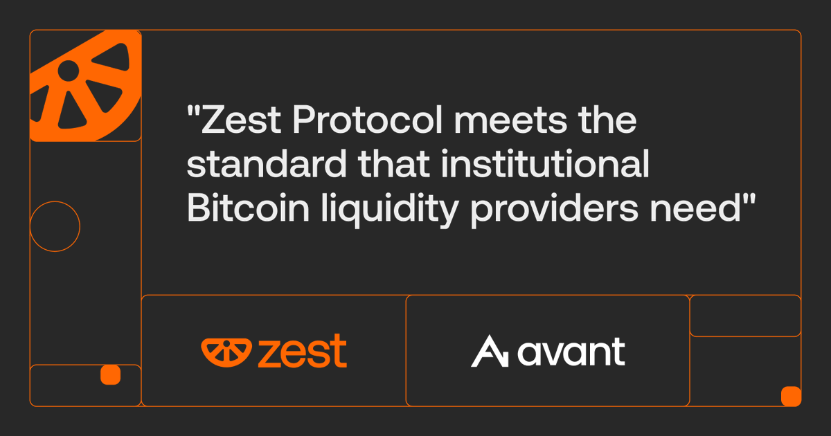 ZestProtocol's tweet photo. Zest Protocol is becoming the Bitcoin lending layer for institutions.

Backed by a two-year track record with thousands of liquidations and no bad debt. https://t.co/CeIUcctHKw