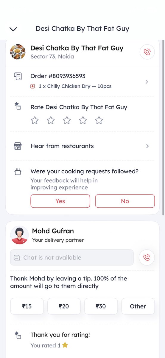 iamAmitRajput's tweet photo. @zomatocare @zomato order showing it is delivered, but i did not get my order. Check what your support is saying. 

Take a quick action and resolve issue. https://t.co/xdRStZKuKn