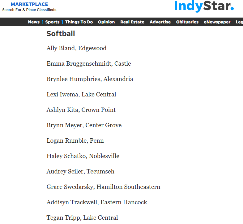 CPHSSBDOGS's tweet photo. Join us in Congratulating 2⃣8⃣Ashlyn Kita on her nomination for the IndyStar High School Sports Awards Softball Athlete of the Year!

This event celebrates the best of HS athletics presented by the  Pacers &amp; the Fever, on 6/8 at Gainbridge Fieldhouse
Congrats to all the nominees! https://t.co/TcDlpDrNOD