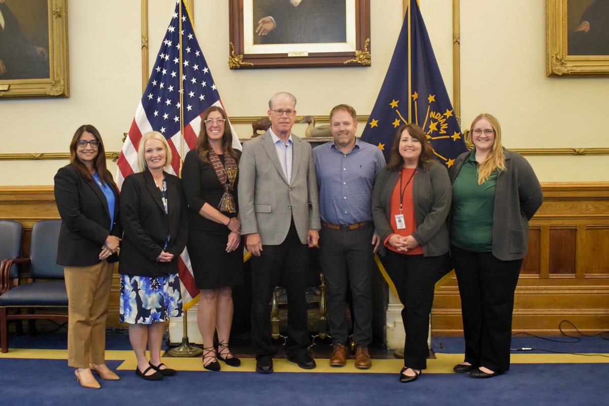 IndianaDCS's tweet photo. Today, DCS Director Jennifer Dorfmeyer joined @GovBraun in announcing an update to Indiana’s New Parent Leave policy, ensuring eligible state employees who welcome a child into their home through foster care can now receive paid leave to care for the child. https://t.co/smfTn8EcPi