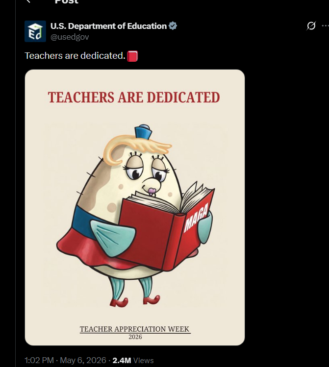 maybe_potato69's tweet photo. US GOV going viral for creating their new "cartoon" trend 

this one has 2.4 MILLION VIEWS

and they are taking cartoons and posting them

this could be a HUGE TREND https://t.co/fsASegVsyo