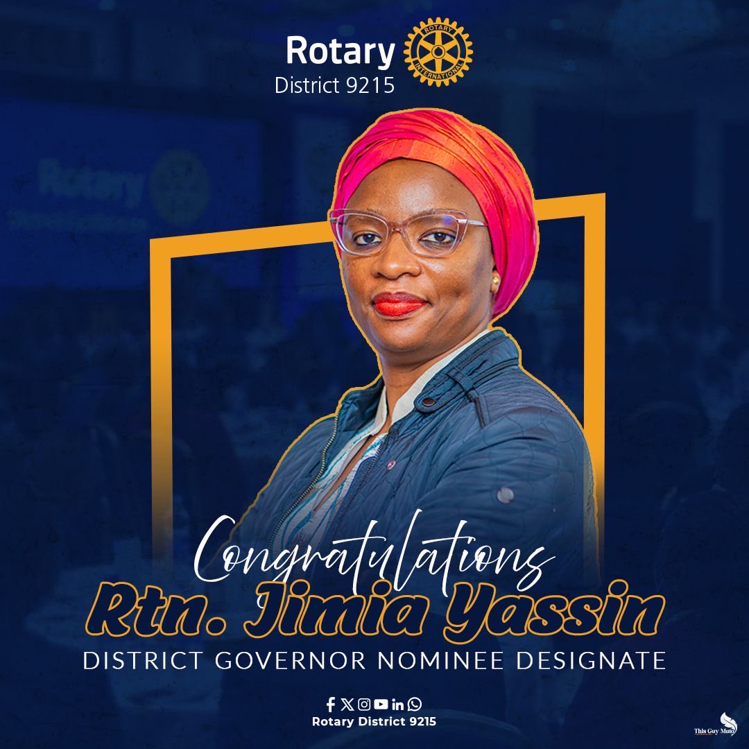 d9212_'s tweet photo. Following the completion of the District Governor Nominee Designate selection process for the future Rotary Districts 9215, Rotarian Jimia Yassin from The Rotary Club of Muthaiga has been selected as the successful candidate. Congratulations Rotarian Jimia!! https://t.co/WrIuzXL12b