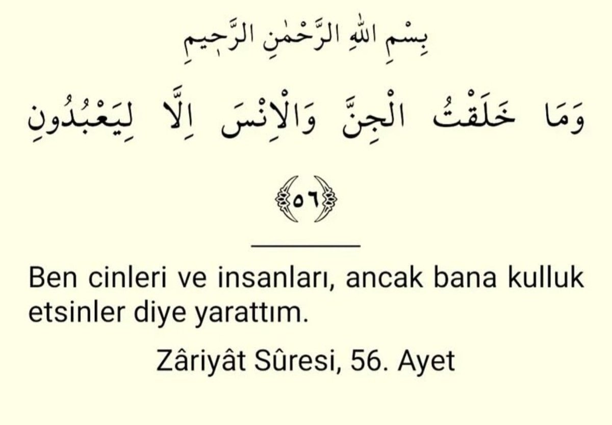 Zâriyât Sûresi 56.Ayet