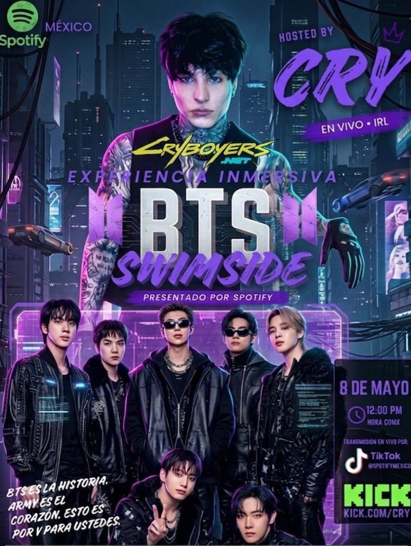 cryboyersnet's tweet photo. //CDMX.STATUS = 💜
#BTSSWIMSIDE ACTIVADO

HOST :: @xCryboy 🎙️
12:00 PM 🇲🇽

📡 LIVE :: TikTok Spotify México + https://t.co/lT0OLjQCAb

⚠️ BTS no estará presente físicamente.

#BTSXCRY #BTS_ARIRANG #SpotifyMexico https://t.co/4oaOHNwxQK