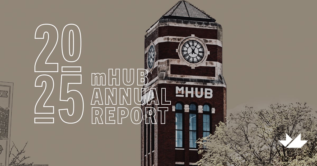 mHUBChicago's tweet photo. The mHUB 2025 Annual Report reflects on the impacts of commercialization and the founders, partners, and resources that make it possible. 

In 2025, mHUB supported more than 320 startups building across energy, healthcare, sustainability, and smart manufacturing. Together, the mHUB community generated $290.2M in revenue, raised $308M in capital, launched 150 products, and added 442 new jobs.

Explore the full report for a closer look at what makes the mHUB community tick and how far it has come: https://t.co/es5NQb6otJ

#mHUB #AnnualReport #HardTech #InnovationCenter