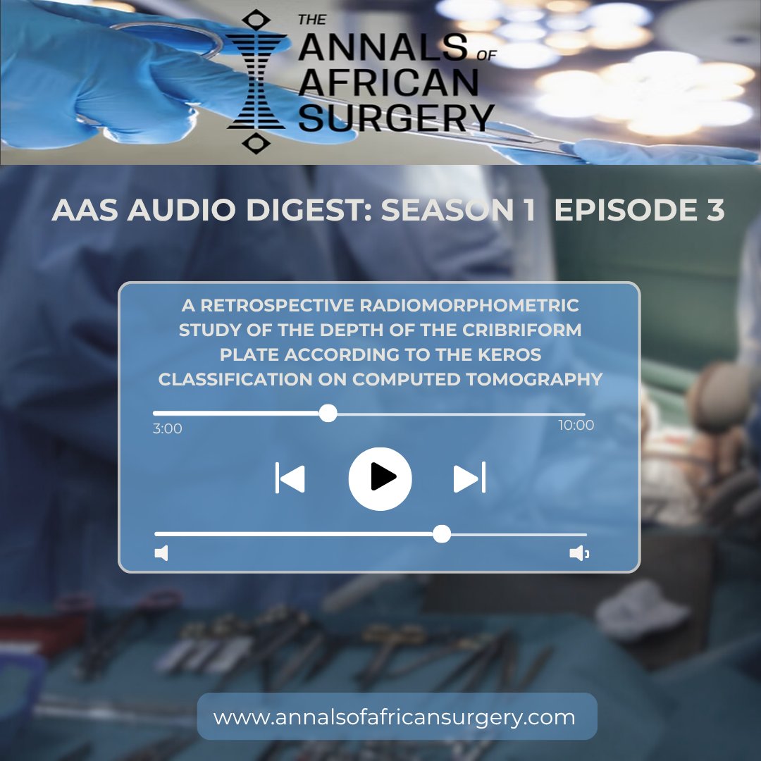 AfricanSurgery's tweet photo. What Keros type are your patients?
New podcast episode: a Kenya-based study on cribriform plate depth. 223 patients. 74% Type II. 7–12% Type III.

Worth a few minutes before your next sinus case.

Listen → https://t.co/Yq68J9Hdsm https://t.co/Aqutk5SWCu