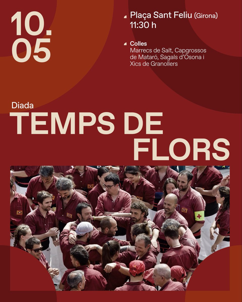 XicsGranollers's tweet photo. Queda una setmana per l’Ascensió. Abans però diumenge anem a #Girona per viure un Temps de Flors, i per gaudir dels #castells.

Toca assaig, assaig i més assaig. T’esperem demà a l’Aplegador per suar amb tu! https://t.co/jqyl2STaEP